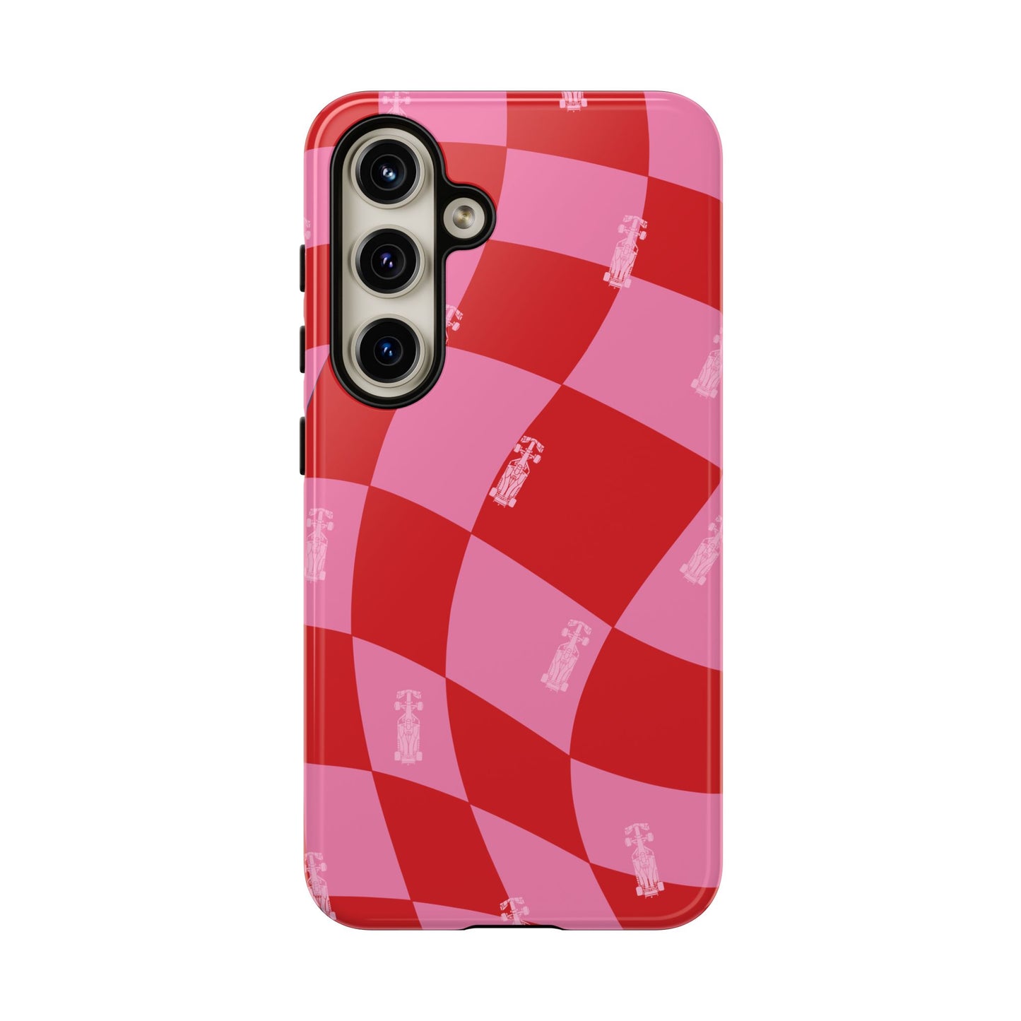 F1 Phone Case Pink and Red Checkerboard Design, Trendy F1 Gift, Girly Formula 1 Gift, Cute F1 Phone Case, Unique Formula One Phone Case