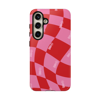 F1 Phone Case Pink and Red Checkerboard Design, Trendy F1 Gift, Girly Formula 1 Gift, Cute F1 Phone Case, Unique Formula One Phone Case