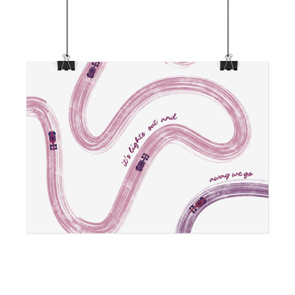Horizontal Mauve and Purple F1 Abstract Art Poster | Minimalist F1 Art - EU Sizing (Physical Print)
