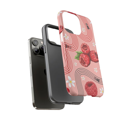 Red F1 Haas and Raspberries Phone Case, Trendy F1 Gift, Formula 1 Gift, Cute Fruit F1 Phone Case, Unique Phone Case