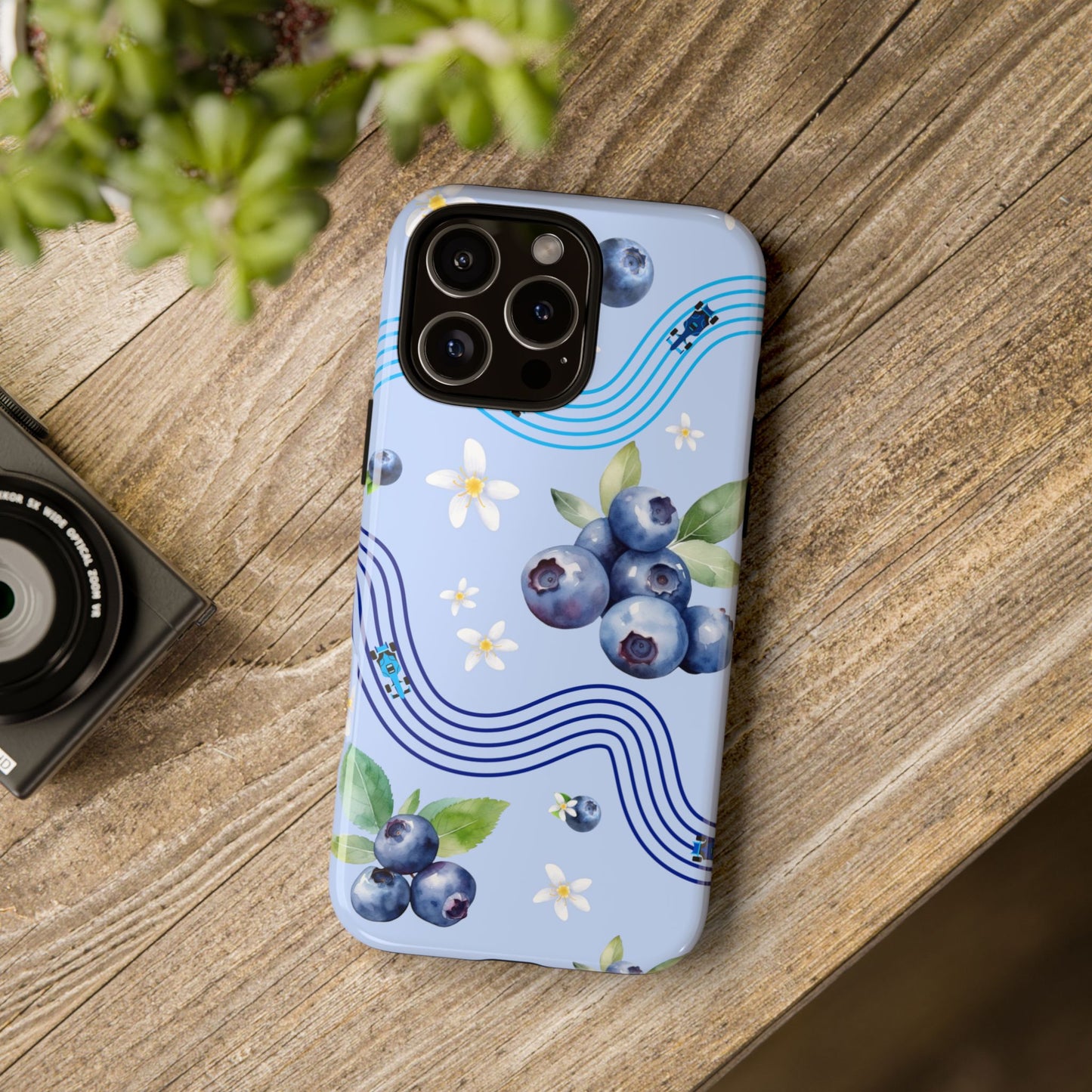 Blue F1 Williams and Blueberries Phone Case, Trendy F1 Gift, Formula 1 Gift, Cute Fruit F1 Phone Case, Unique Phone Case