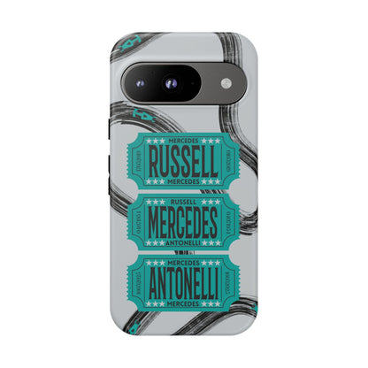 Mercedes F1 Phone Case Painted Ticket Stubs, Trendy F1 Gift, Formula 1 Gift, Cute F1 Phone Case