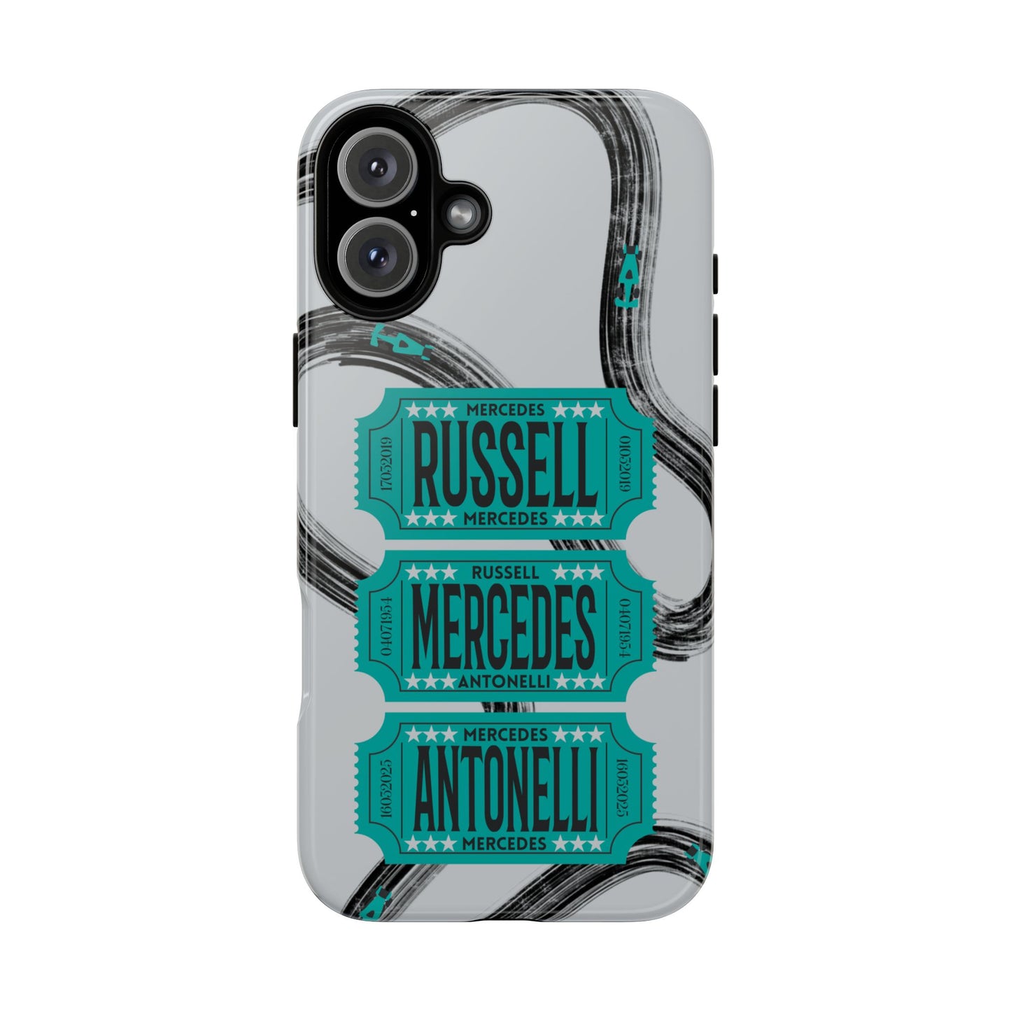 Mercedes F1 Phone Case Painted Ticket Stubs, Trendy F1 Gift, Formula 1 Gift, Cute F1 Phone Case