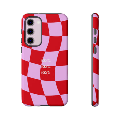 Pink and Red Checkered F1 Phone Case, Box Box Box F1 Phone Case