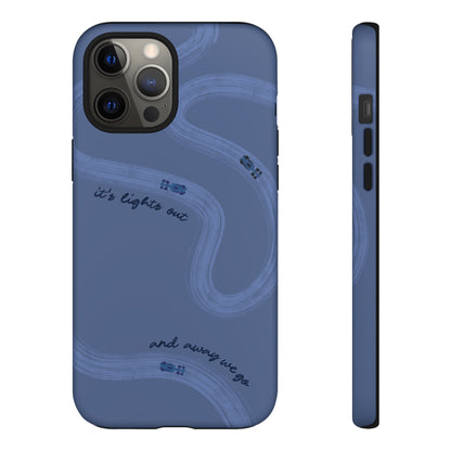 F1 Phone Case Monochrome Dark Blue Painted "its lights out and away we go", Trendy F1 Gift, Formula 1 Gift, Cute F1 Phone Case, Phone Case