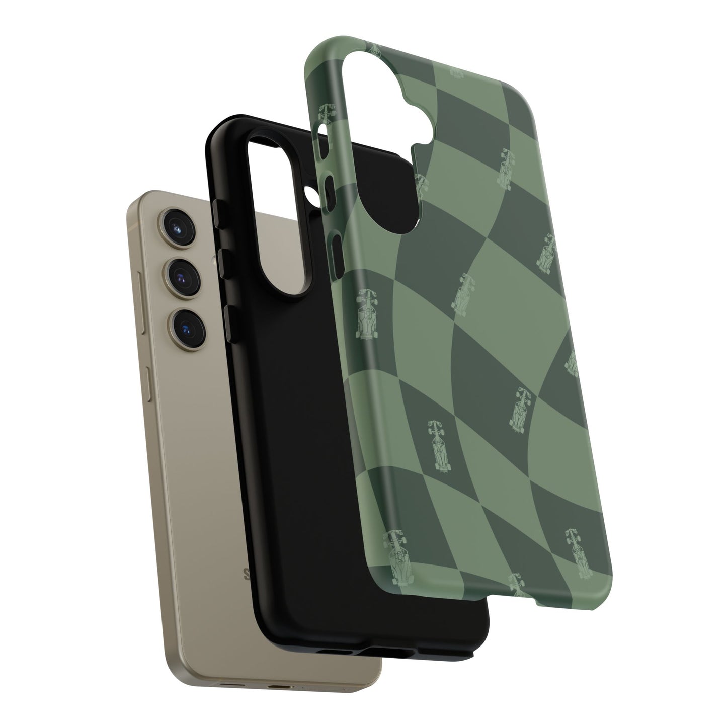 F1 Phone Case Green Checkerboard Design, Trendy F1 Gift, Formula 1 Gift, Cute F1 Phone Case, Unique Formula One Phone Case