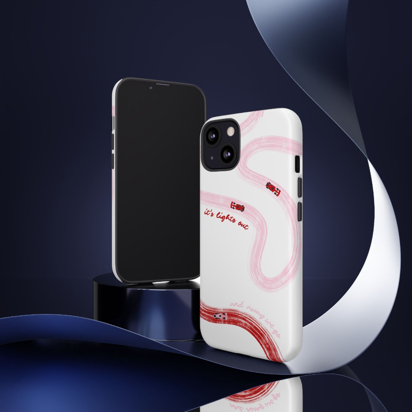 F1 Phone Case Pink and Red Painted "its lights out and away we go", Trendy F1 Gift, Formula 1 Gift, Cute F1 Phone Case, Unique Phone Case