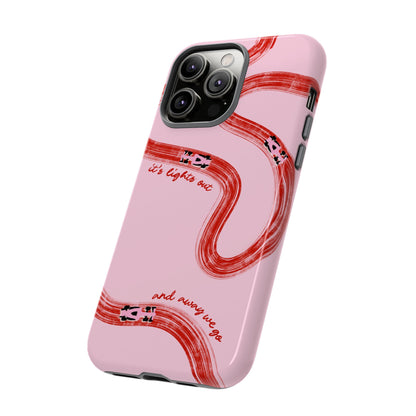 F1 Phone Case Pink and Red Painted "its lights out and away we go", Trendy F1 Gift, Formula 1 Gift, Cute F1 Phone Case, Unique Phone Case