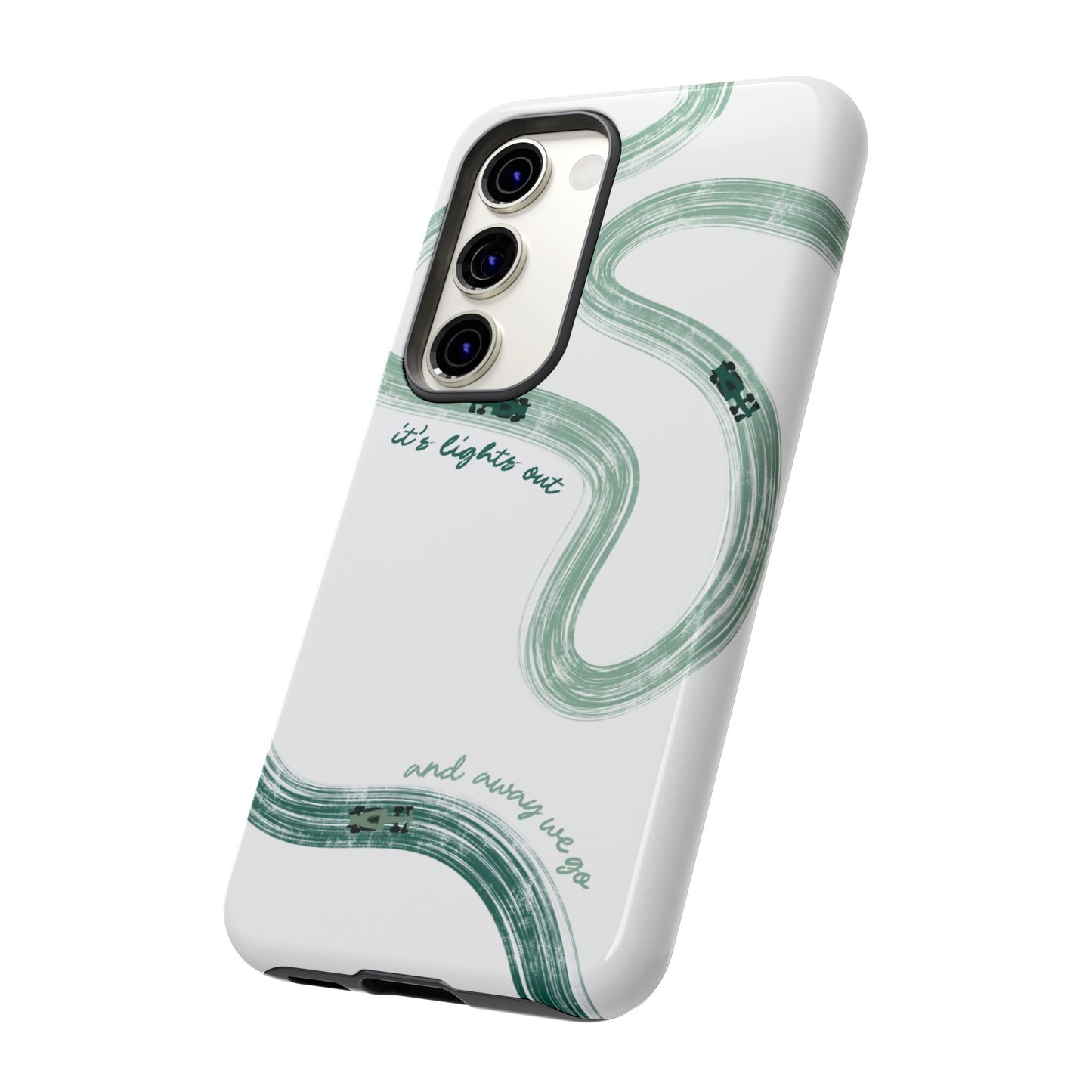F1 Phone Case Green Painted "its lights out and away we go", Trendy F1 Gift, Formula 1 Gift, Cute F1 Phone Case, Gift for F1 Fans