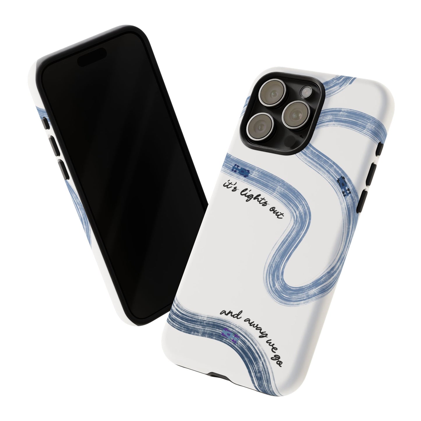 F1 Phone Case Blue Painted "its lights out and away we go", Trendy F1 Gift, Formula 1 Gift, Cute F1 Phone Case, Gift for F1 Fans