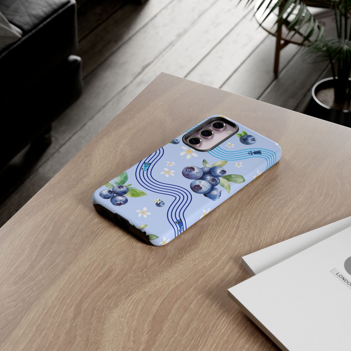Blue F1 Williams and Blueberries Phone Case, Trendy F1 Gift, Formula 1 Gift, Cute Fruit F1 Phone Case, Unique Phone Case