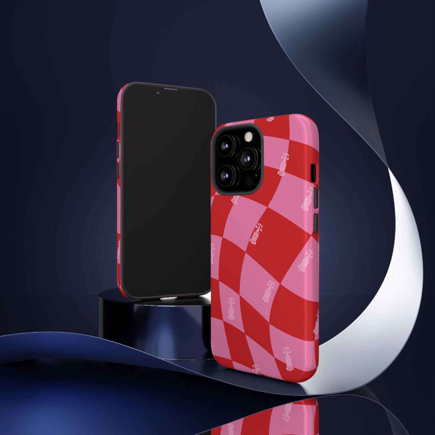 F1 Phone Case Pink and Red Checkerboard Design, Trendy F1 Gift, Girly Formula 1 Gift, Cute F1 Phone Case, Unique Formula One Phone Case