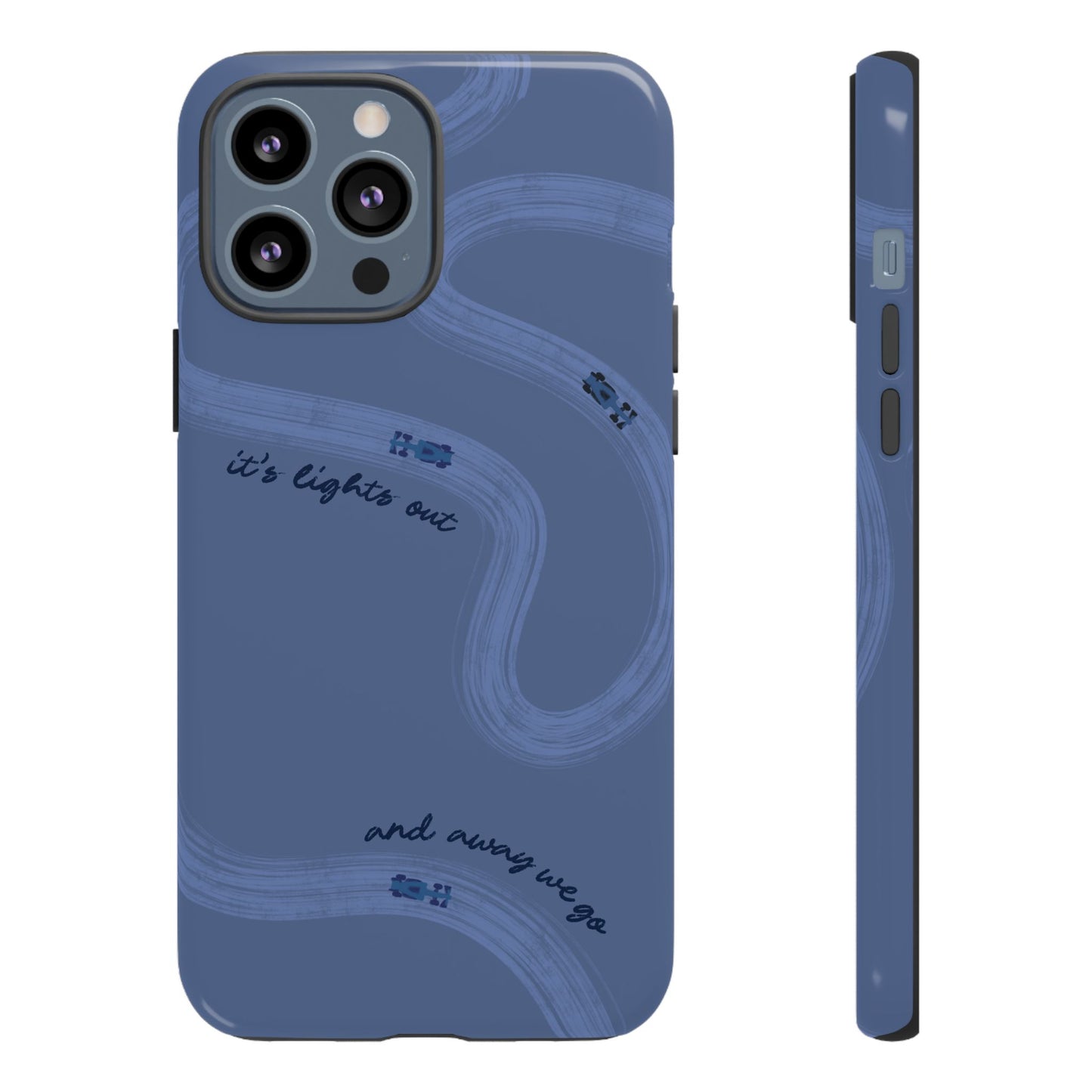 F1 Phone Case Monochrome Dark Blue Painted "its lights out and away we go", Trendy F1 Gift, Formula 1 Gift, Cute F1 Phone Case, Phone Case