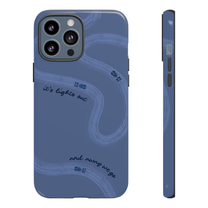 F1 Phone Case Monochrome Dark Blue Painted "its lights out and away we go", Trendy F1 Gift, Formula 1 Gift, Cute F1 Phone Case, Phone Case