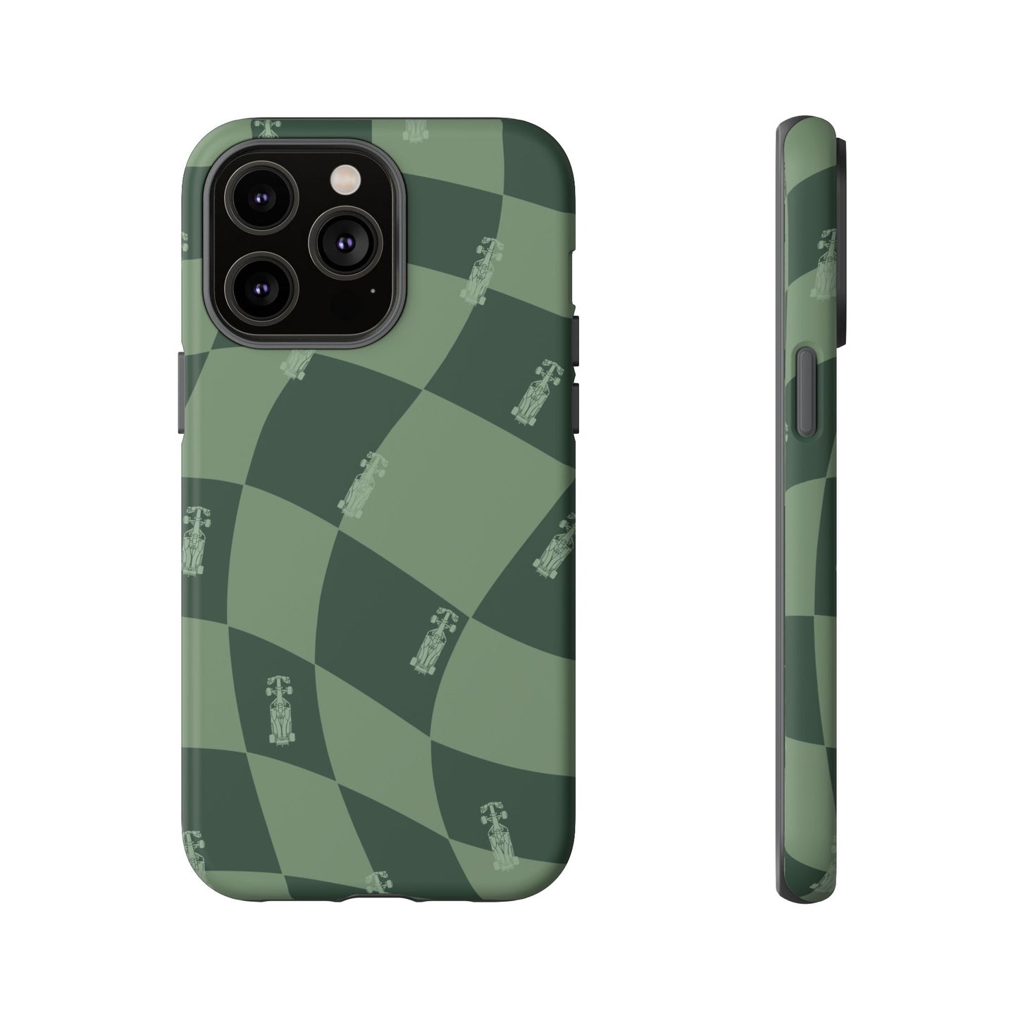 F1 Phone Case Green Checkerboard Design, Trendy F1 Gift, Formula 1 Gift, Cute F1 Phone Case, Unique Formula One Phone Case