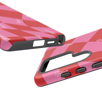 F1 Phone Case Pink and Red Checkerboard Design, Trendy F1 Gift, Girly Formula 1 Gift, Cute F1 Phone Case, Unique Formula One Phone Case