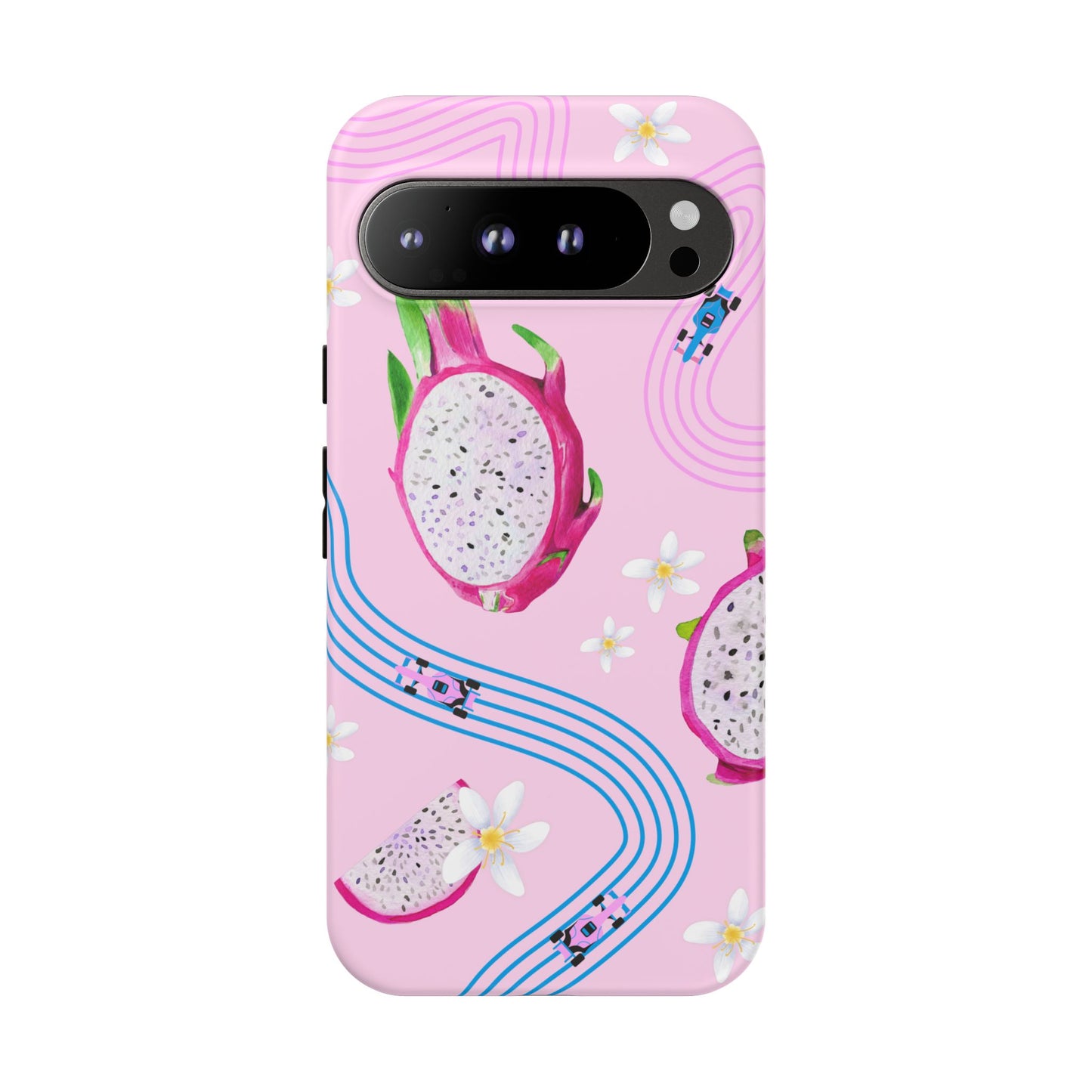 Pink F1 Alpine and Dragonfruit Phone Case, Trendy F1 Gift, Formula 1 Gift, Cute Fruit F1 Phone Case, Unique Phone Case