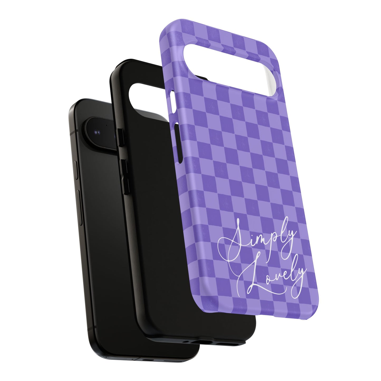 Simply Lovely Purple Checkered F1 Phone Case Design, Trendy F1 Gift, Formula 1 Gift, Cute F1 Phone Case