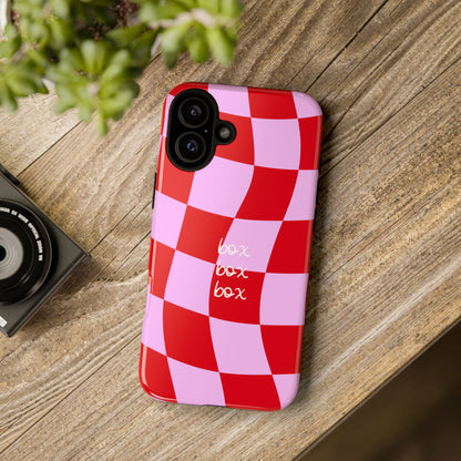 Pink and Red Checkered F1 Phone Case, Box Box Box F1 Phone Case