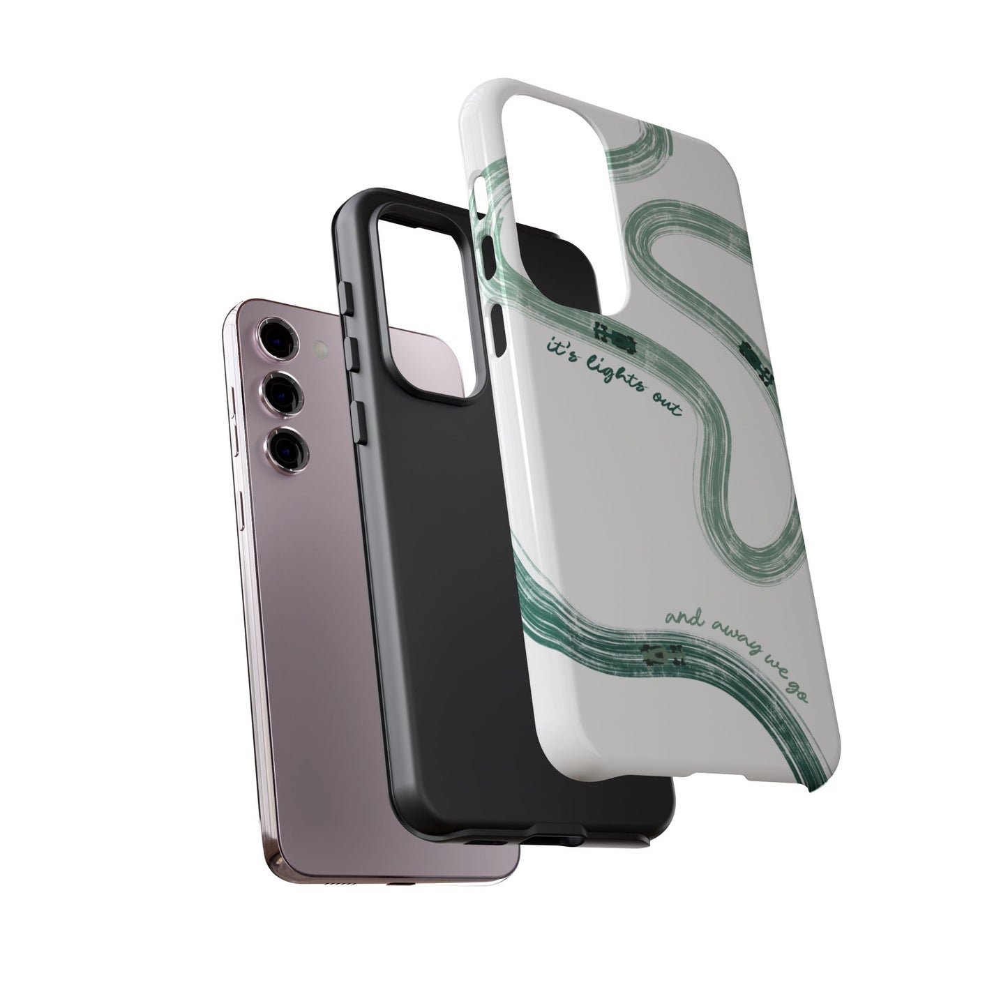 F1 Phone Case Green Painted "its lights out and away we go", Trendy F1 Gift, Formula 1 Gift, Cute F1 Phone Case, Gift for F1 Fans