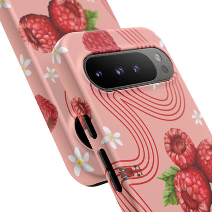 Red F1 Haas and Raspberries Phone Case, Trendy F1 Gift, Formula 1 Gift, Cute Fruit F1 Phone Case, Unique Phone Case