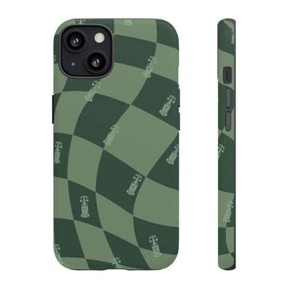 F1 Phone Case Green Checkerboard Design, Trendy F1 Gift, Formula 1 Gift, Cute F1 Phone Case, Unique Formula One Phone Case