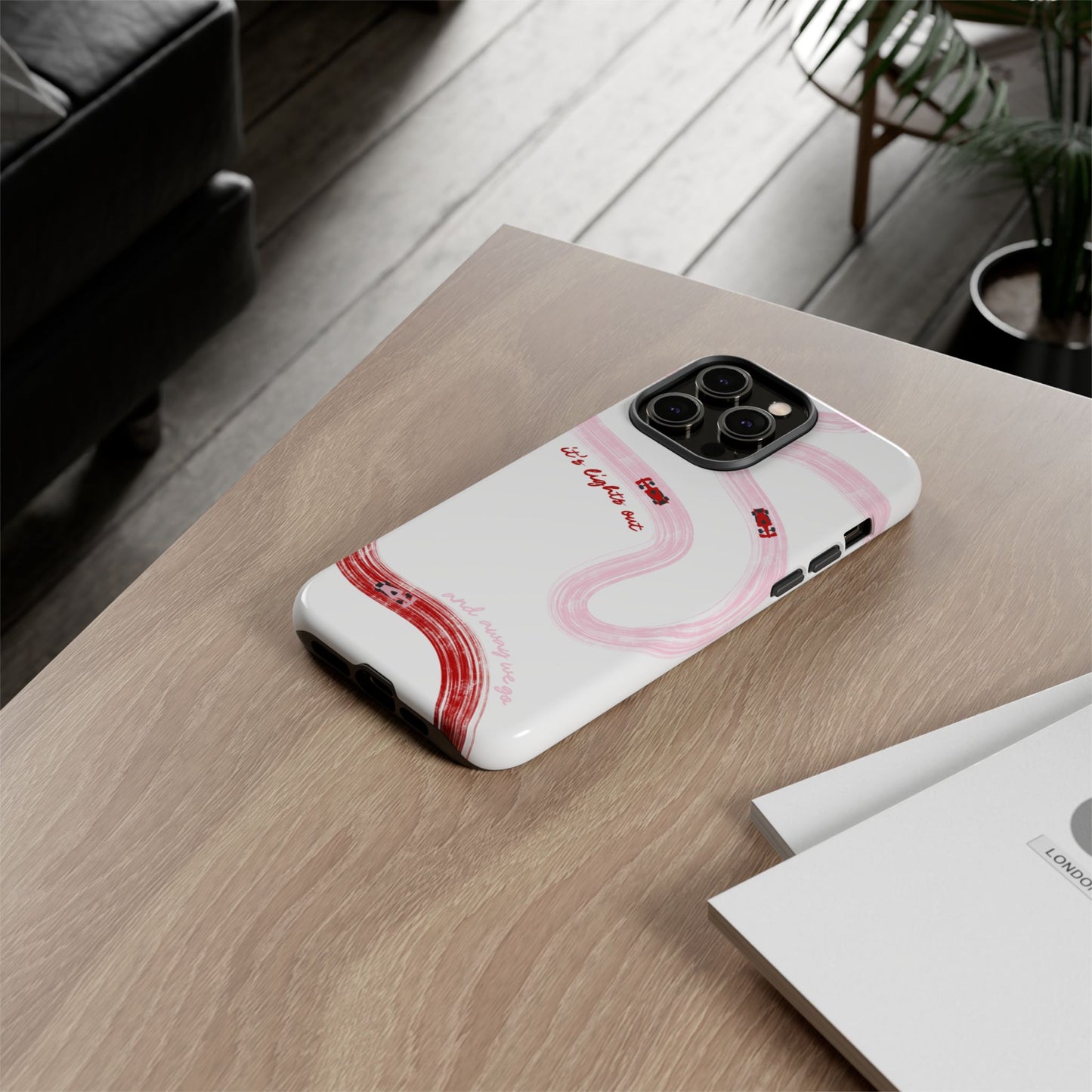 F1 Phone Case Pink and Red Painted "its lights out and away we go", Trendy F1 Gift, Formula 1 Gift, Cute F1 Phone Case, Unique Phone Case