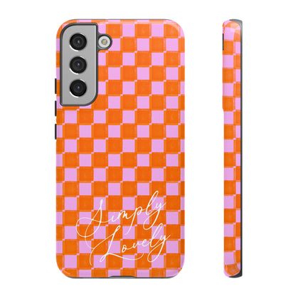 Simply Lovely Orange and Pink Checkered F1 Phone Case Design, Trendy F1 Gift, Formula 1 Gift, Cute F1 Phone Case