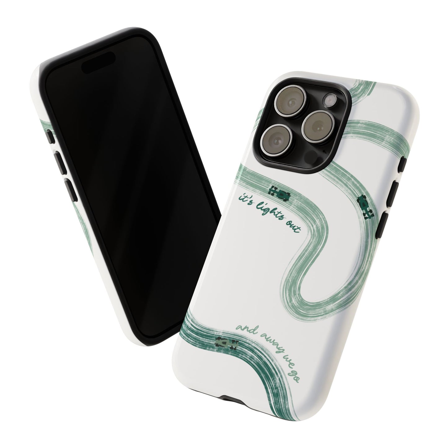 F1 Phone Case Green Painted "its lights out and away we go", Trendy F1 Gift, Formula 1 Gift, Cute F1 Phone Case, Gift for F1 Fans
