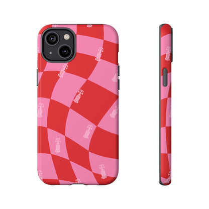 F1 Phone Case Pink and Red Checkerboard Design, Trendy F1 Gift, Girly Formula 1 Gift, Cute F1 Phone Case, Unique Formula One Phone Case