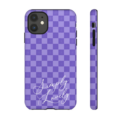Simply Lovely Purple Checkered F1 Phone Case Design, Trendy F1 Gift, Formula 1 Gift, Cute F1 Phone Case