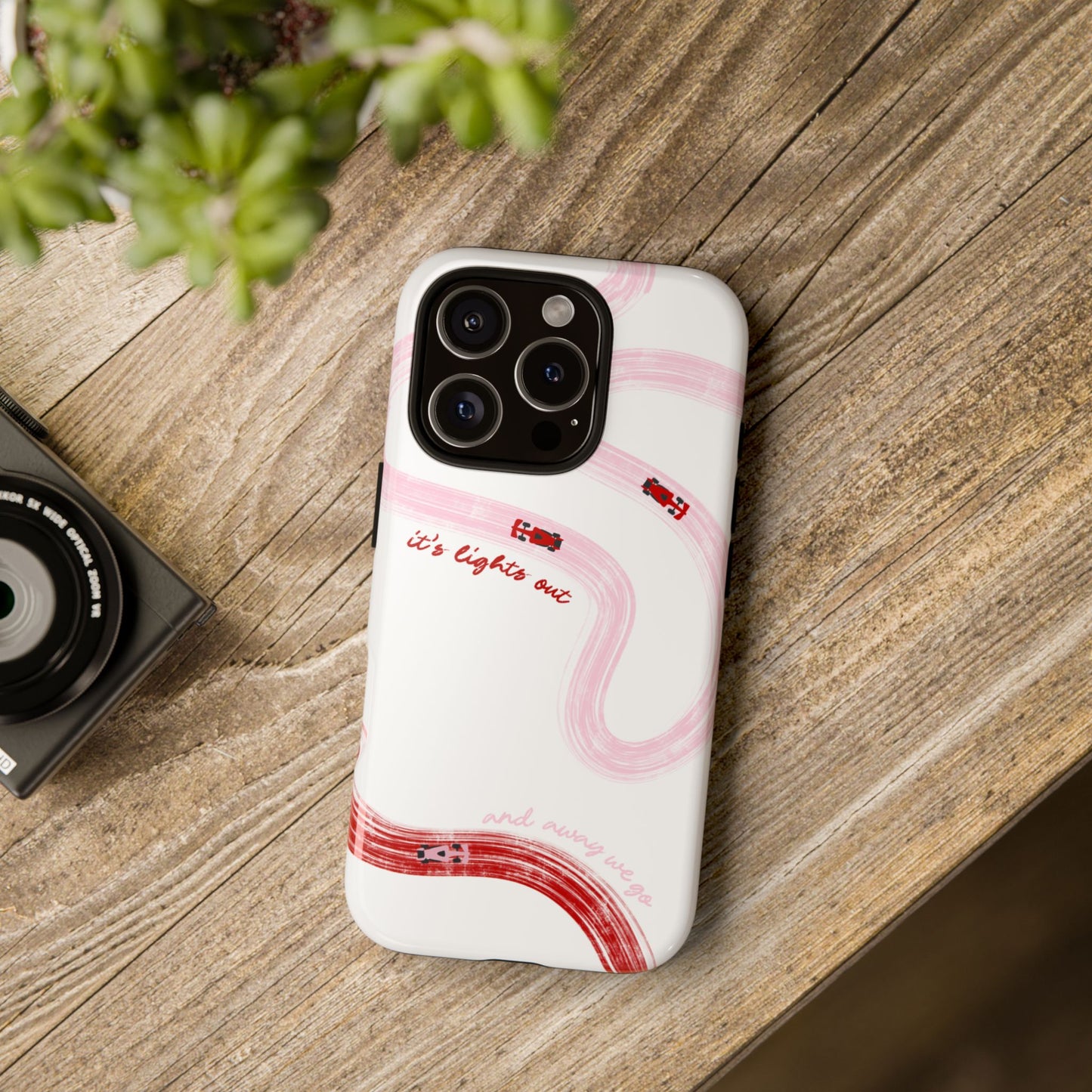 F1 Phone Case Pink and Red Painted "its lights out and away we go", Trendy F1 Gift, Formula 1 Gift, Cute F1 Phone Case, Unique Phone Case