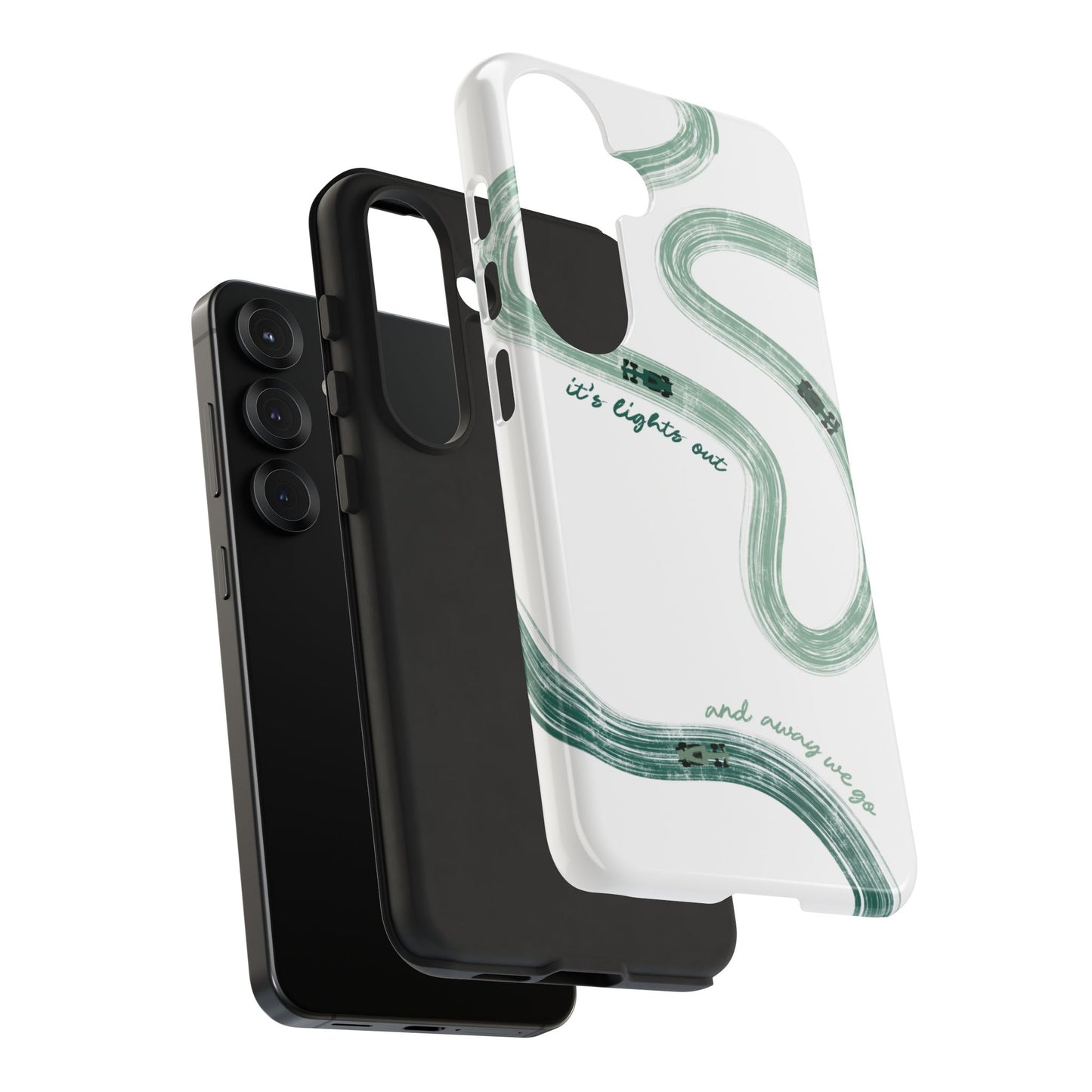 F1 Phone Case Green Painted "its lights out and away we go", Trendy F1 Gift, Formula 1 Gift, Cute F1 Phone Case, Gift for F1 Fans
