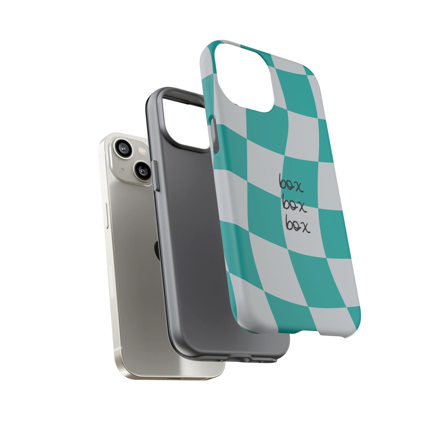 Mercedes Teal and Grey Checkered F1 Phone Case, Box Box Box F1 Phone Case