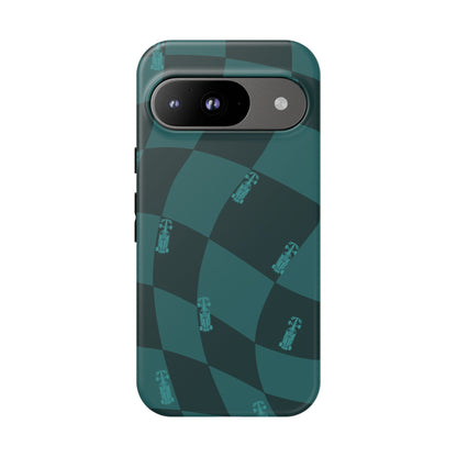 F1 Phone Case Teal Checkered Design, Trendy F1 Gift, Formula 1 Gift, Cute F1 Phone Case, Unique Formula One Phone Case