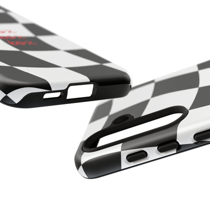 Black and Red Checkered F1 Phone Case, Box Box Box F1 Phone Case