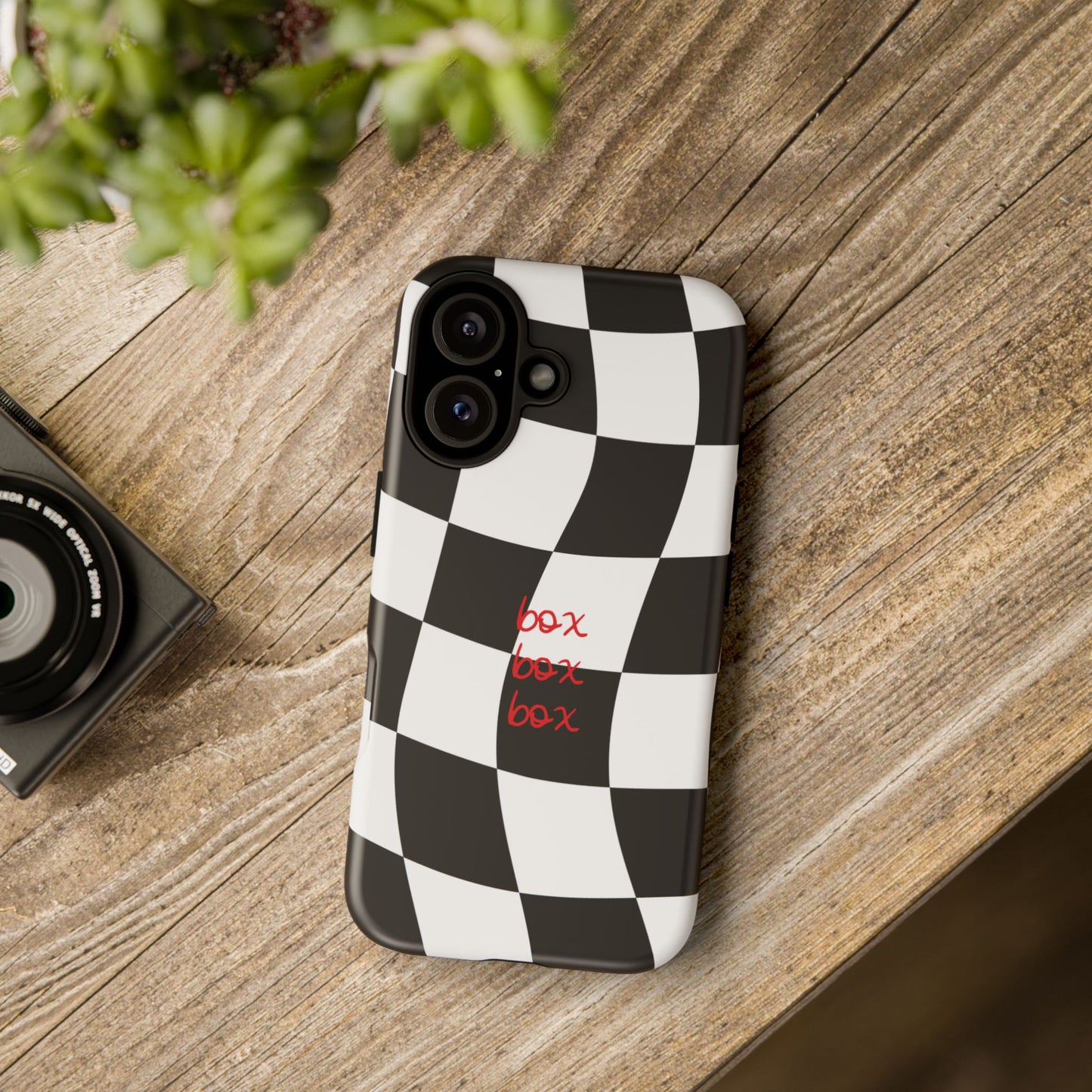 Black and Red Checkered F1 Phone Case, Box Box Box F1 Phone Case