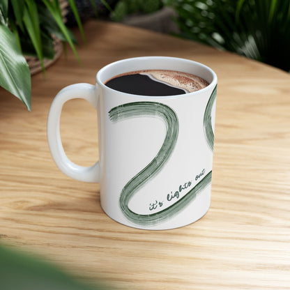 F1 Green Painted It's Lights Out and Away We Go Mug, Unique Gift for Coffee Lovers, Whimsical Formula 1 Gift