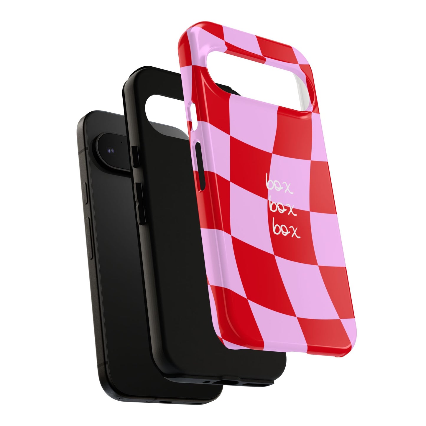Pink and Red Checkered F1 Phone Case, Box Box Box F1 Phone Case