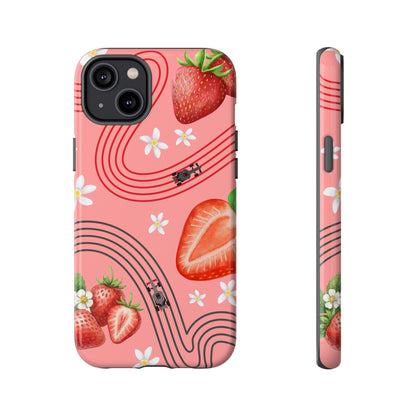 Red F1 Audi and Strawberries Phone Case, Trendy F1 Gift, Formula 1 Gift, Cute Fruit F1 Phone Case, Unique Phone Case
