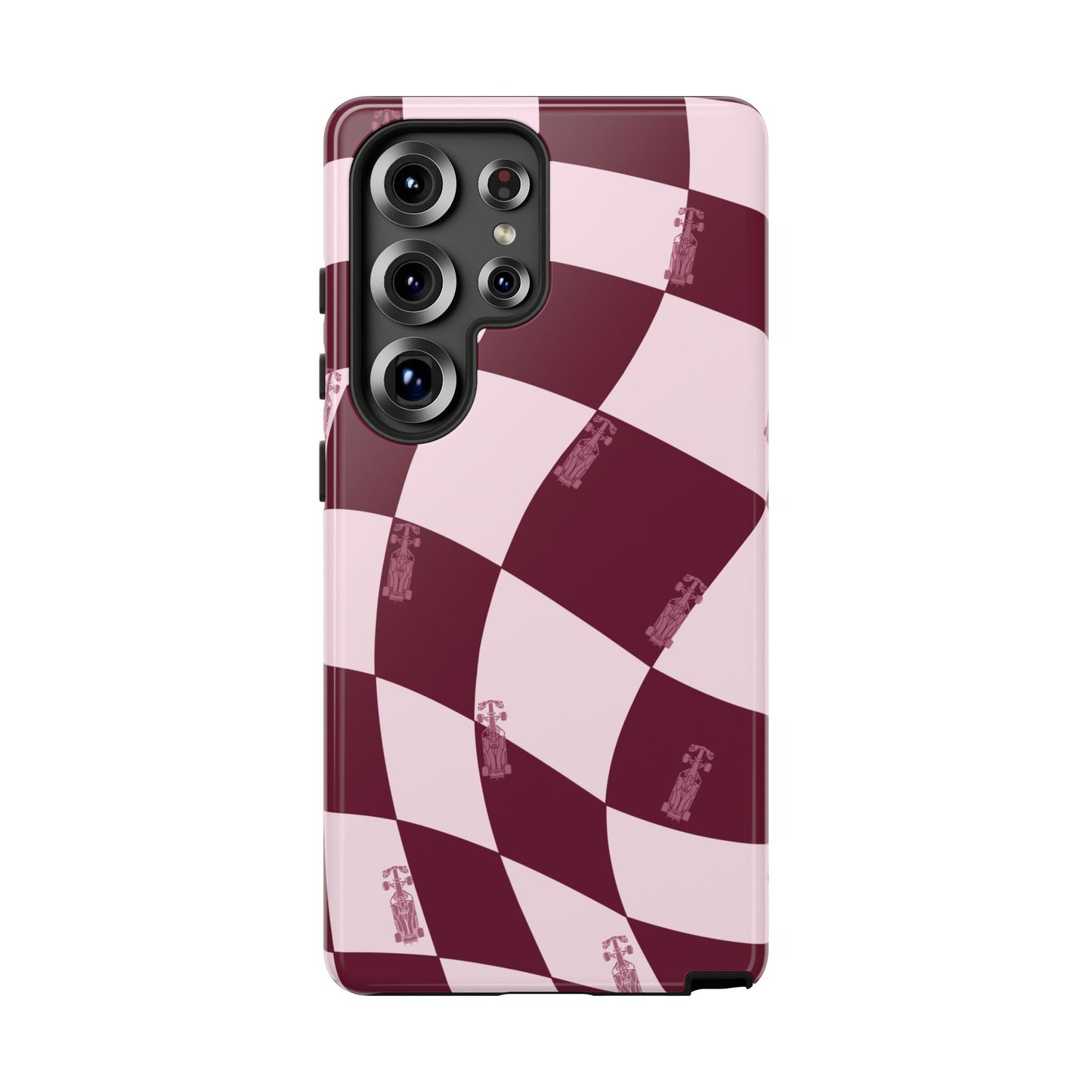 F1 Phone Case Pink Checkered Design, Trendy F1 Gift, Formula 1 Gift, Cute F1 Phone Case, Unique Formula One Phone Case