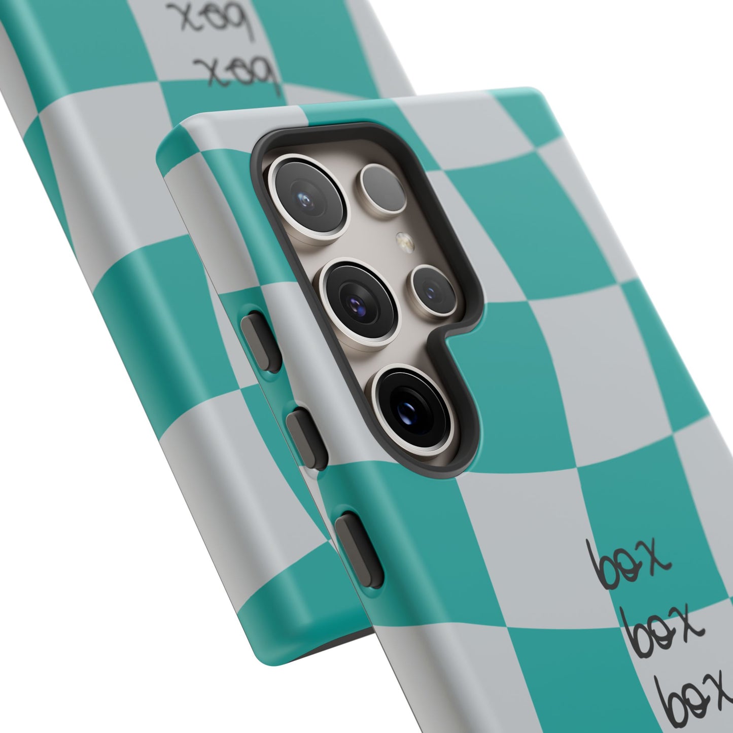 Mercedes Teal and Grey Checkered F1 Phone Case, Box Box Box F1 Phone Case