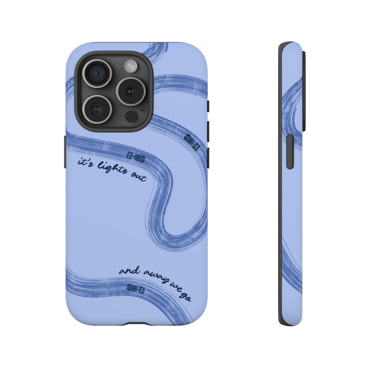 F1 Phone Case Monochrome Blue Painted "its lights out and away we go", Trendy F1 Gift, Formula 1 Gift, Cute F1 Phone Case, Phone Case