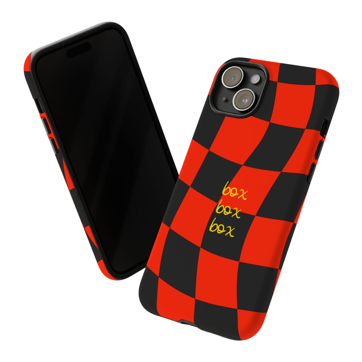 F1 Ferrari Black and Red Checkered Phone Case, Box Box Box F1 Phone Case