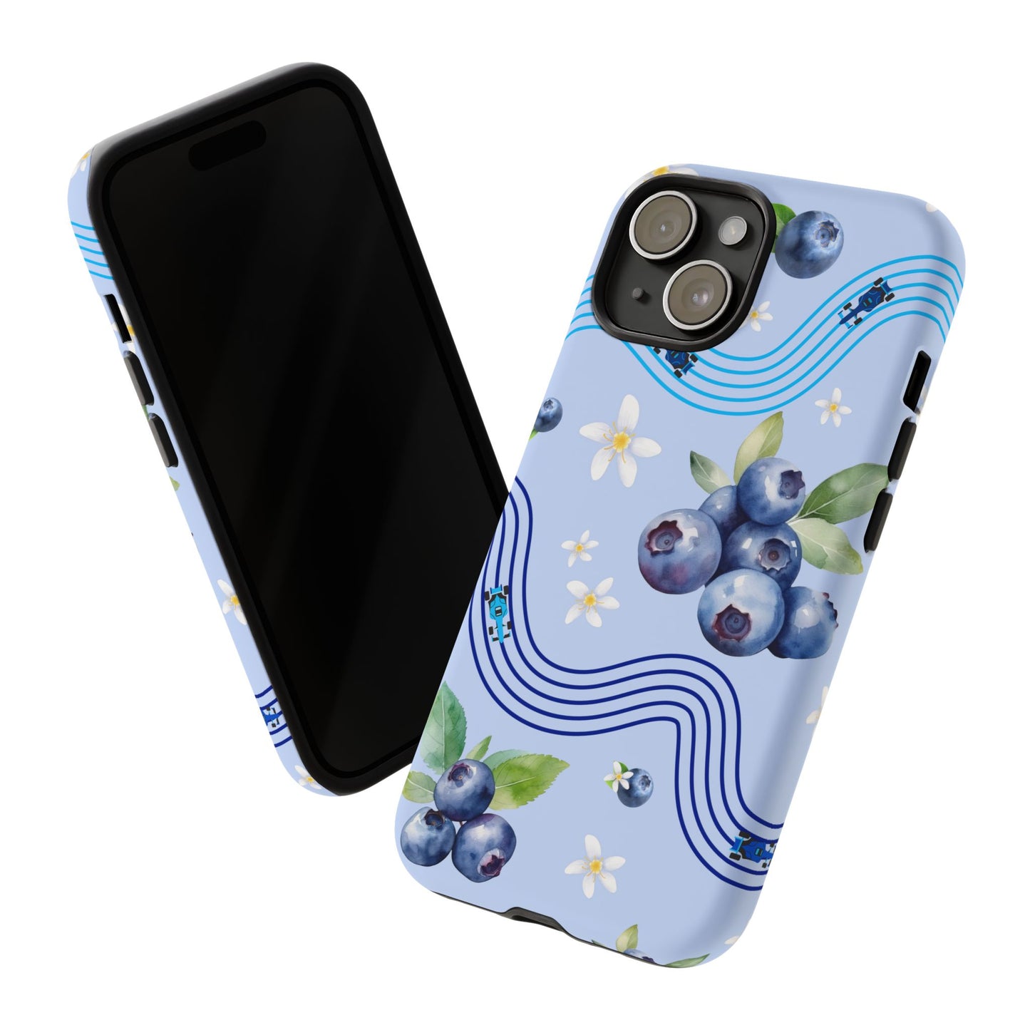 Blue F1 Williams and Blueberries Phone Case, Trendy F1 Gift, Formula 1 Gift, Cute Fruit F1 Phone Case, Unique Phone Case