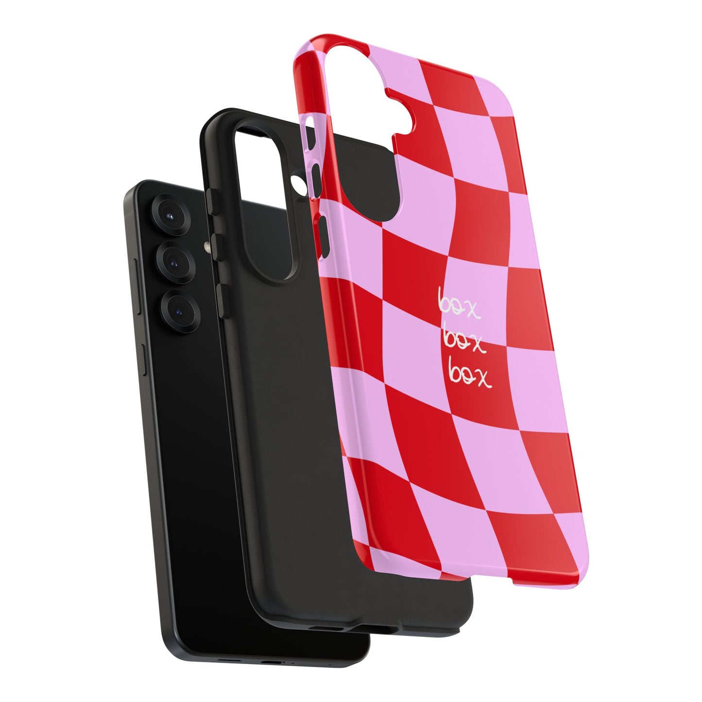 Pink and Red Checkered F1 Phone Case, Box Box Box F1 Phone Case