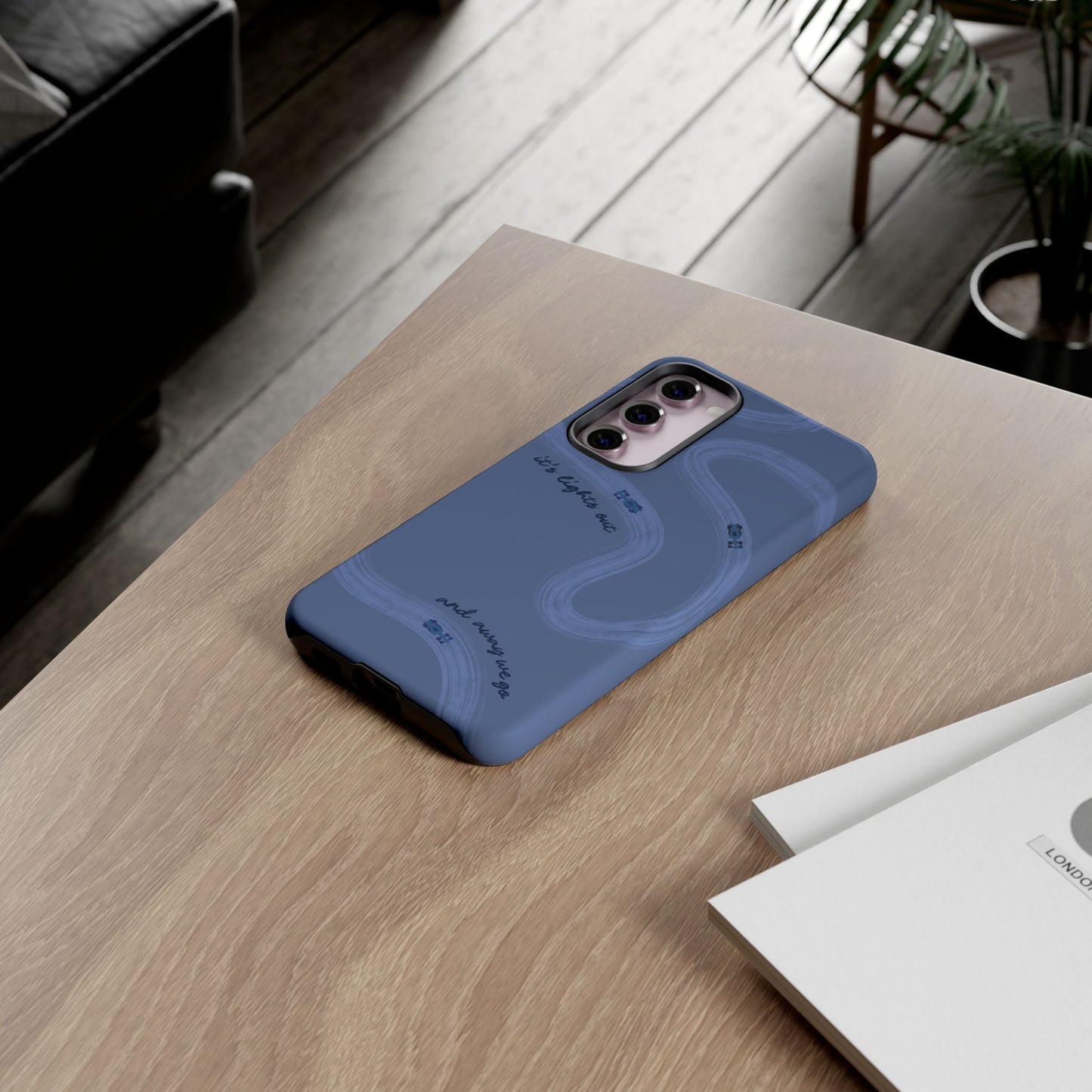 F1 Phone Case Monochrome Dark Blue Painted "its lights out and away we go", Trendy F1 Gift, Formula 1 Gift, Cute F1 Phone Case, Phone Case