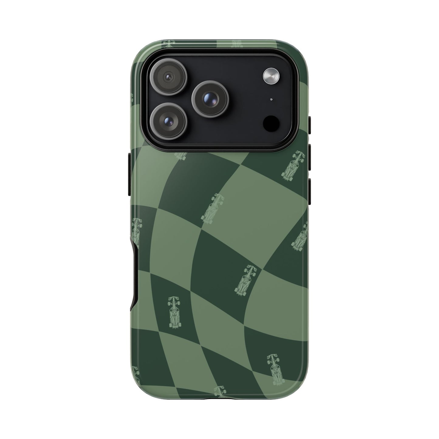 F1 Phone Case Green Checkerboard Design, Trendy F1 Gift, Formula 1 Gift, Cute F1 Phone Case, Unique Formula One Phone Case