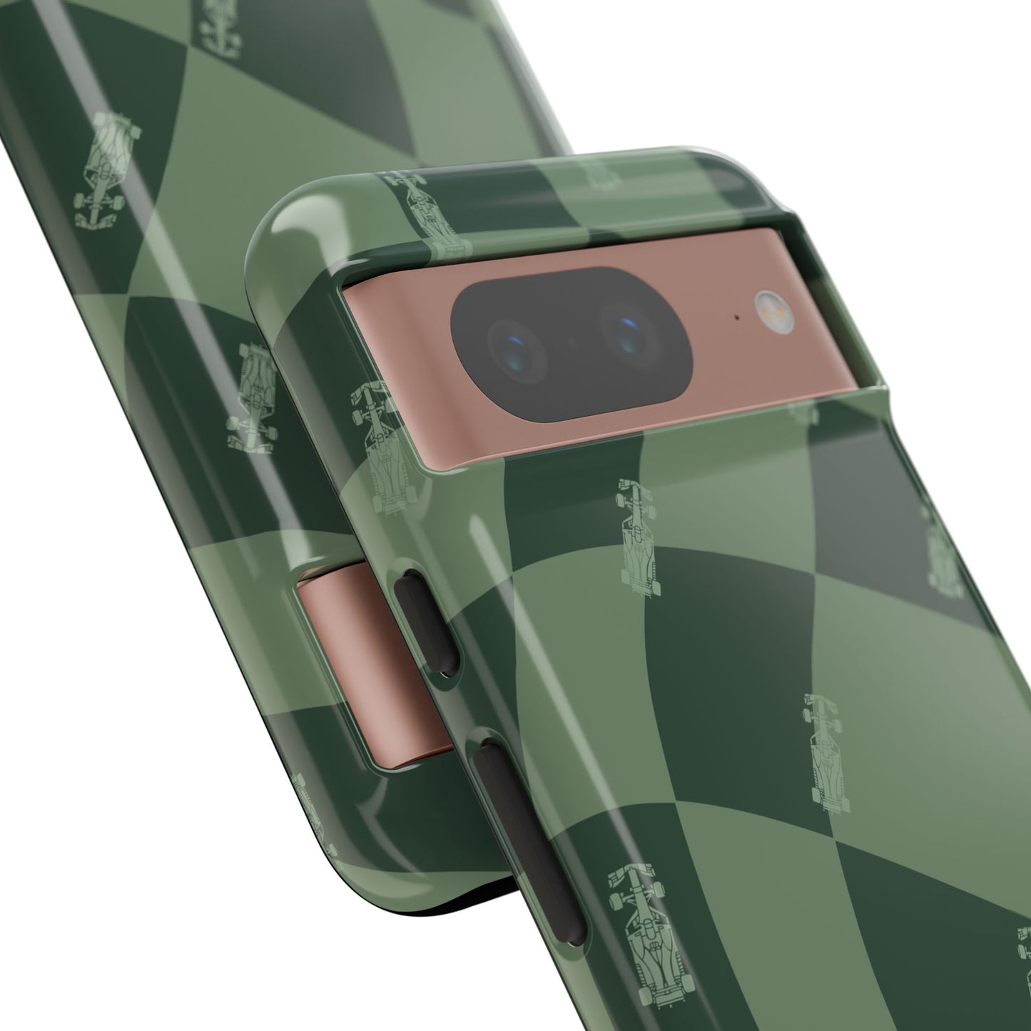 F1 Phone Case Green Checkerboard Design, Trendy F1 Gift, Formula 1 Gift, Cute F1 Phone Case, Unique Formula One Phone Case