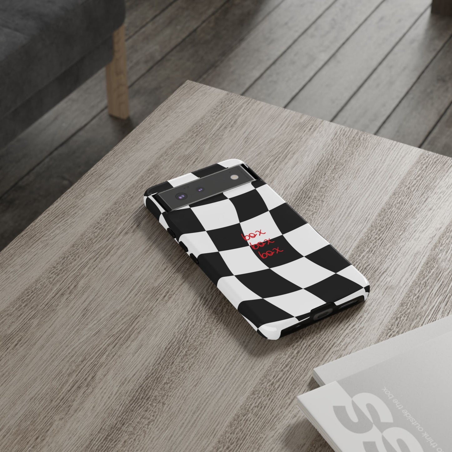 Black and Red Checkered F1 Phone Case, Box Box Box F1 Phone Case